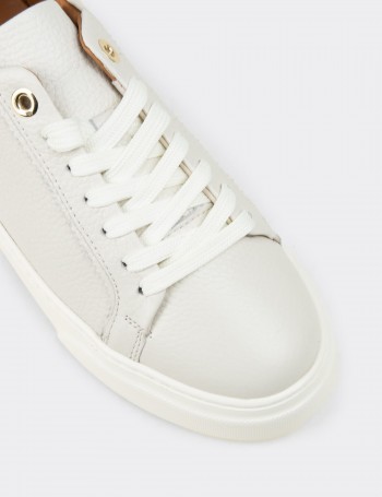 Women's Ecru Leather Sneakers