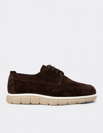Men's Brown Suede Leather Lace-up Footwear