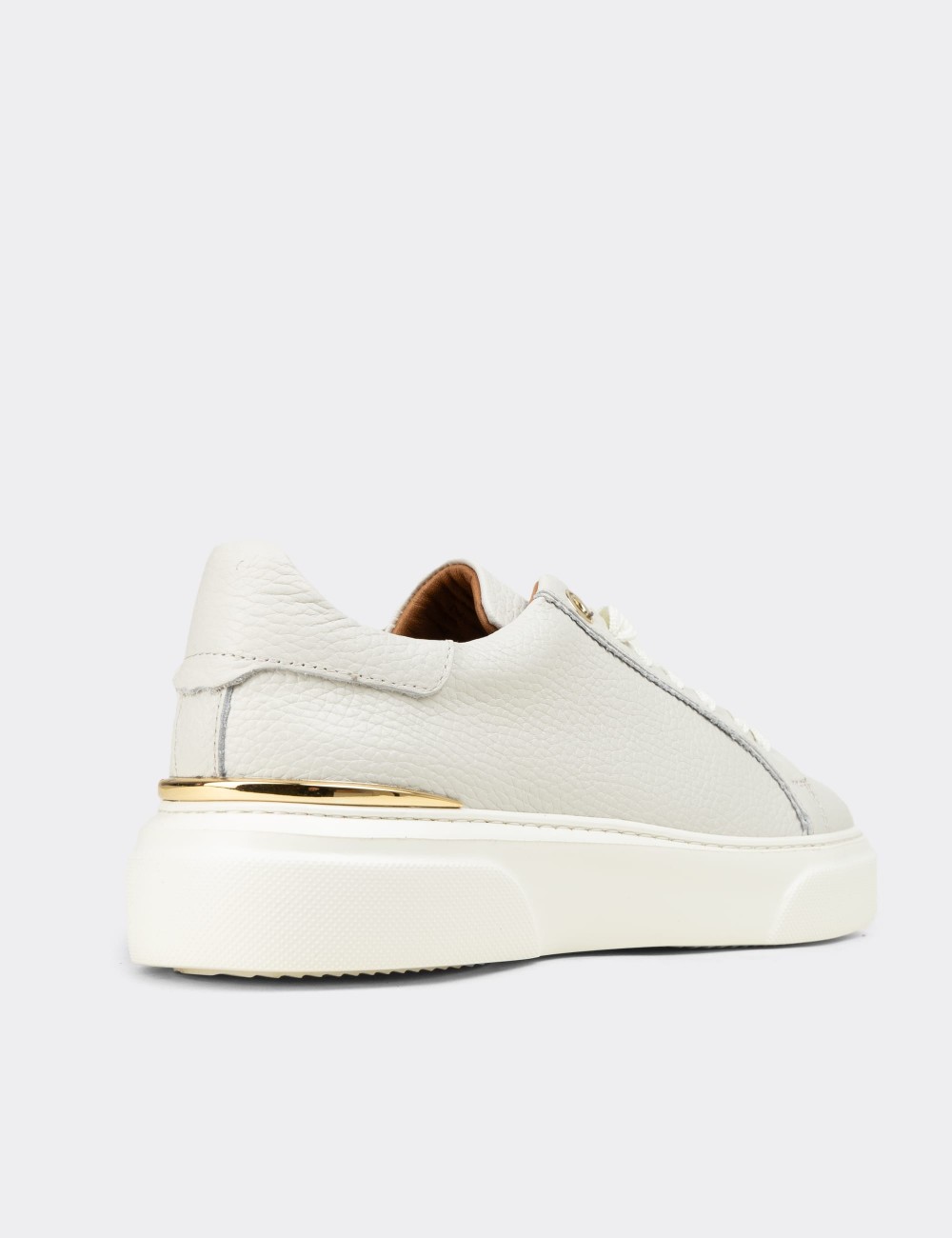 Women's Ecru Leather Sneakers - 00502ZEKRE01