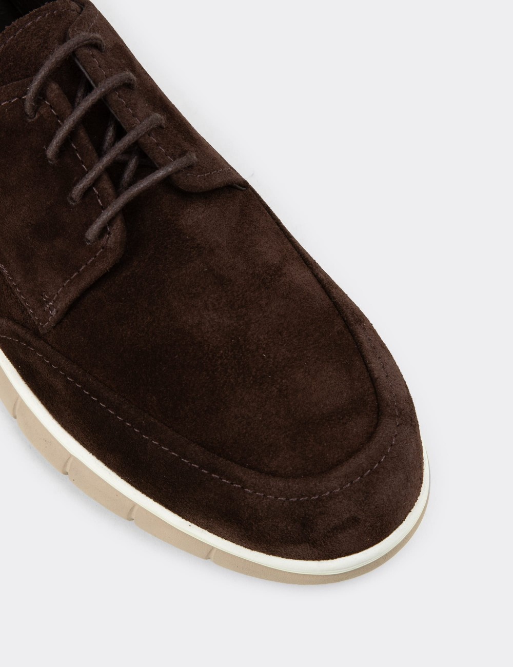 Men's Brown Suede Leather Lace-up Footwear - 02046MKHVE02