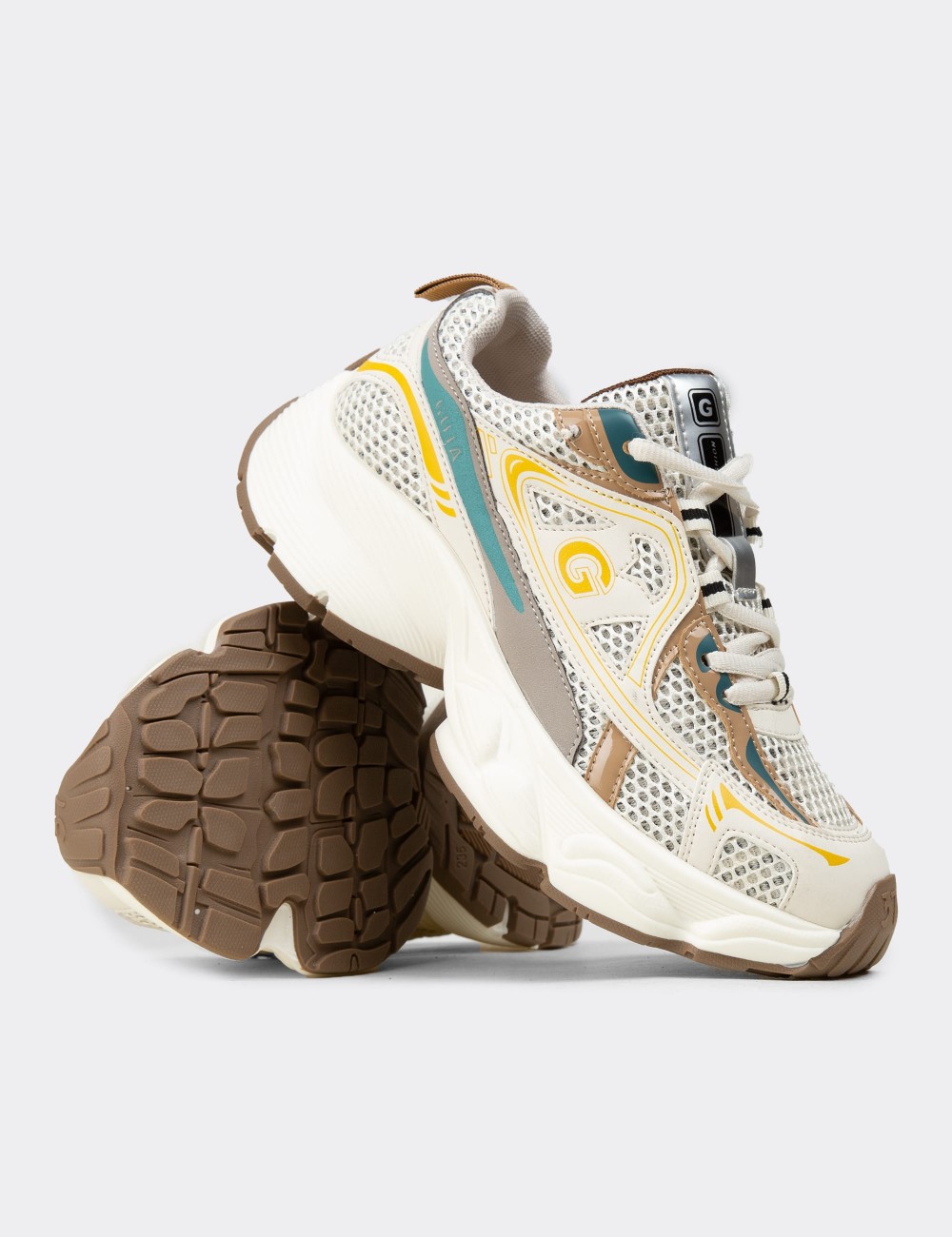 Women's Chunky Yellow Sneakers - 26353ZSRIP01