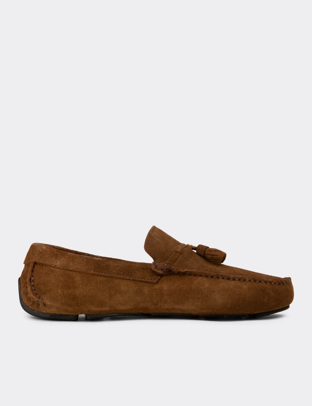 Men's Tan Suede Leather Fringed Moccasins - E0950MTBAC01