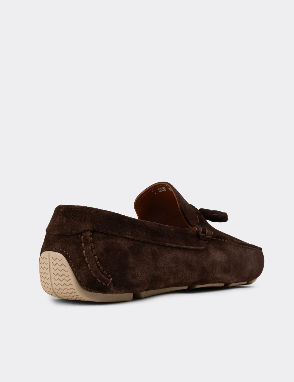 Men's Brown Suede Leather Tassel Loafers - E0950MKHVC01