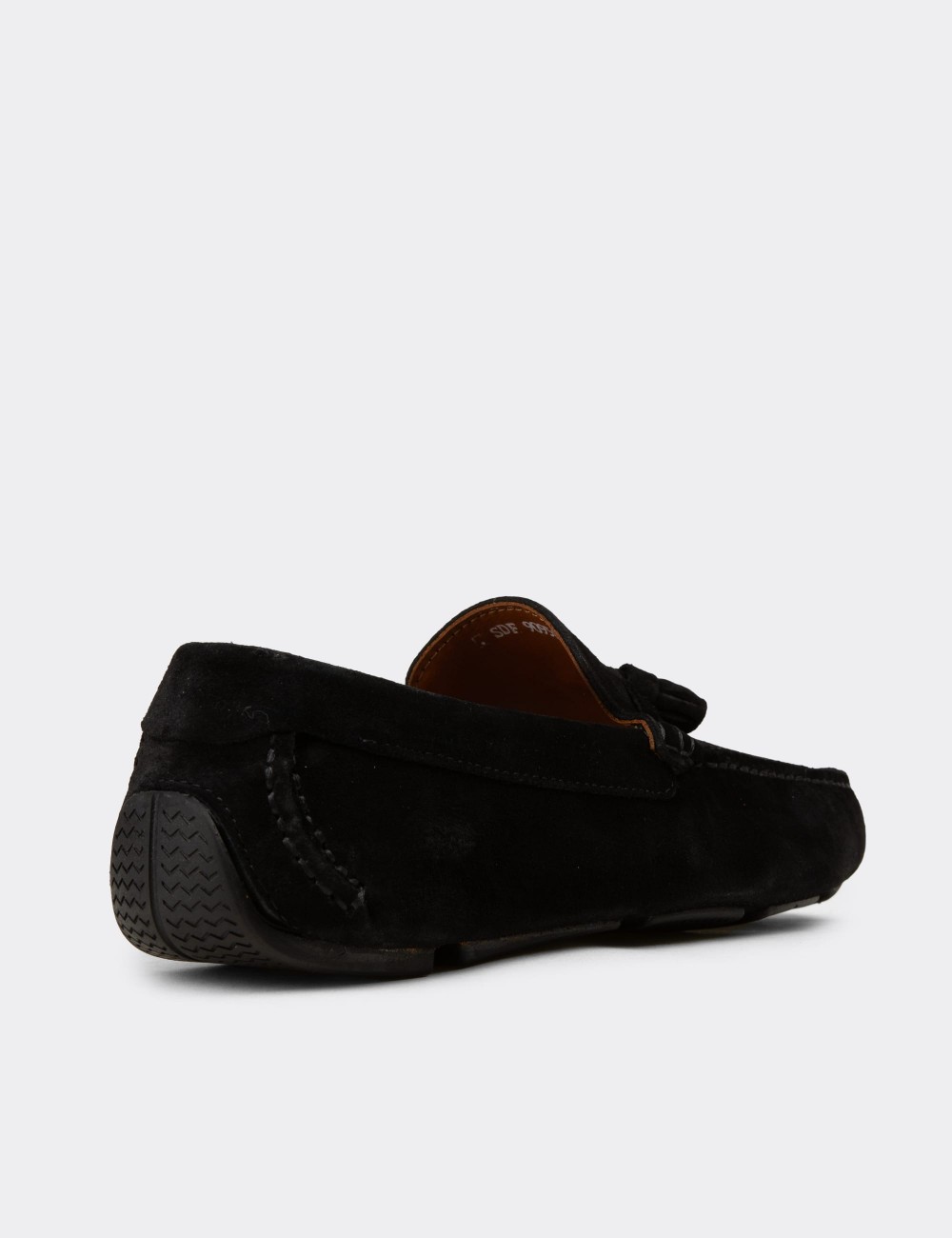 Men's Black Suede Leather Tassel Moccasins - E0950MSYHC02