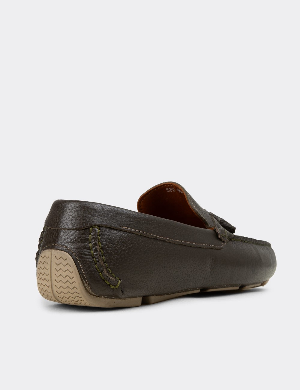 Men's Khaki Leather Tassel Loafers - E0950MHAKC01