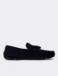 Men's Navy Leather Tassel Moccasins