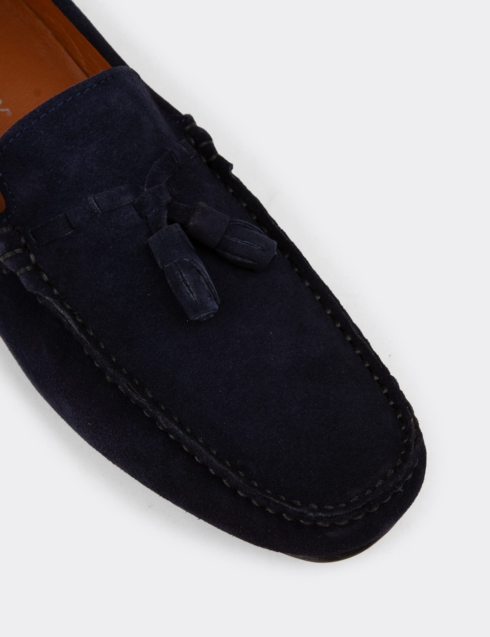 Men's Navy Leather Tassel Moccasins - E0950MLCVC01