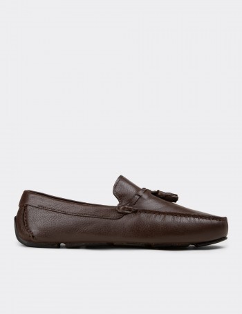 Men's Brown Leather Tassel Moccasins