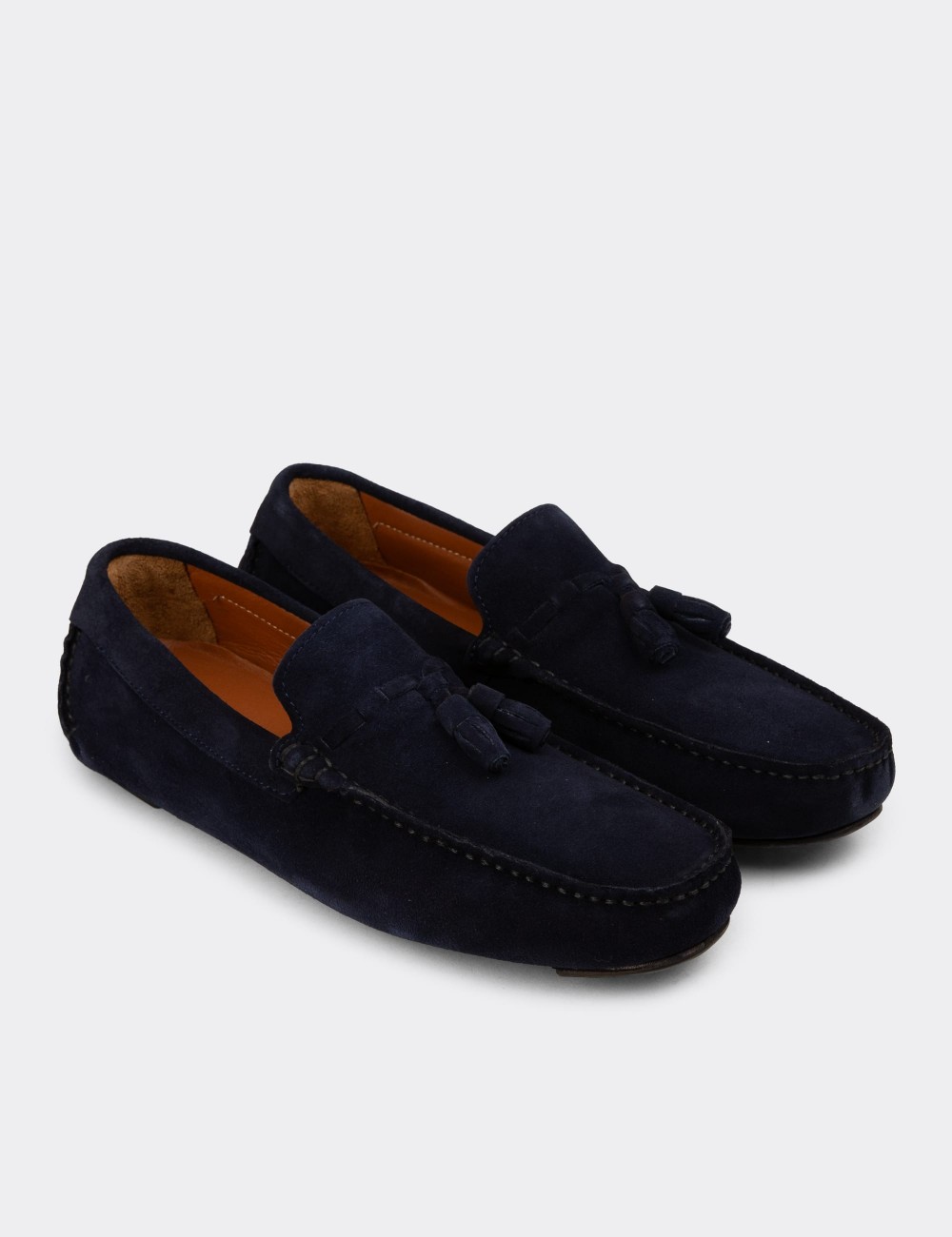 Men's Navy Leather Tassel Moccasins - E0950MLCVC01