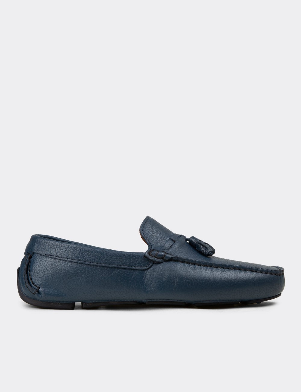 Men's Blue Leather Tassel Moccasins - E0950MMVIC01