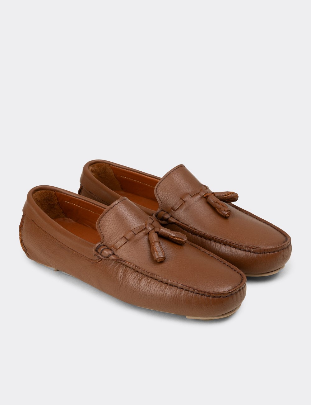 Men's Tan Leather Tassel Moccasins - E0950MTBAC02