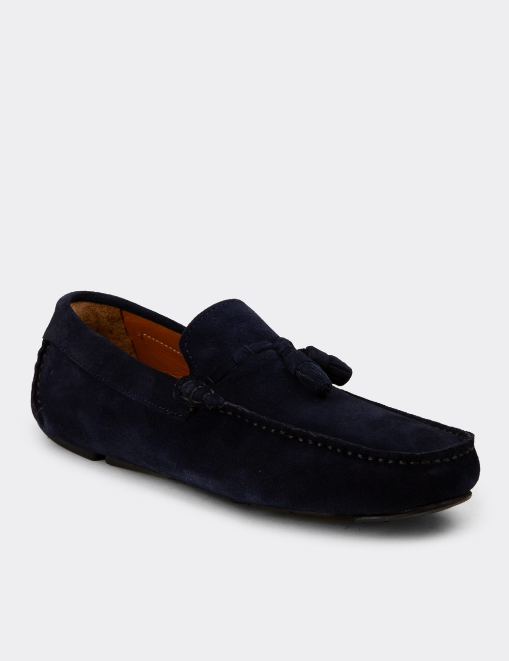 Men's Navy Leather Tassel Moccasins - E0950MLCVC01