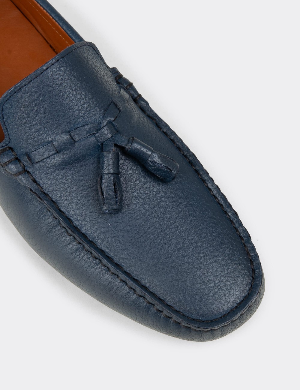 Men's Blue Leather Tassel Moccasins - E0950MMVIC01