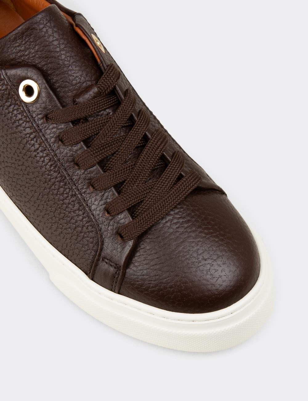 Women's Brown Leather Sneakers - 00502ZKHVE01