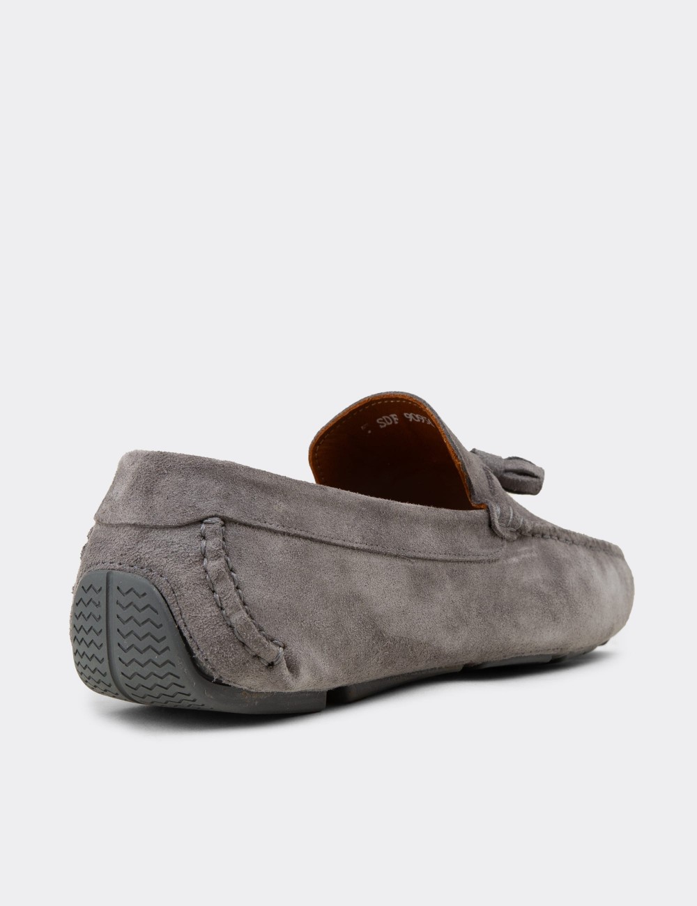Men's Gray Suede Leather Tassel Moccasins - E0950MGRIC01