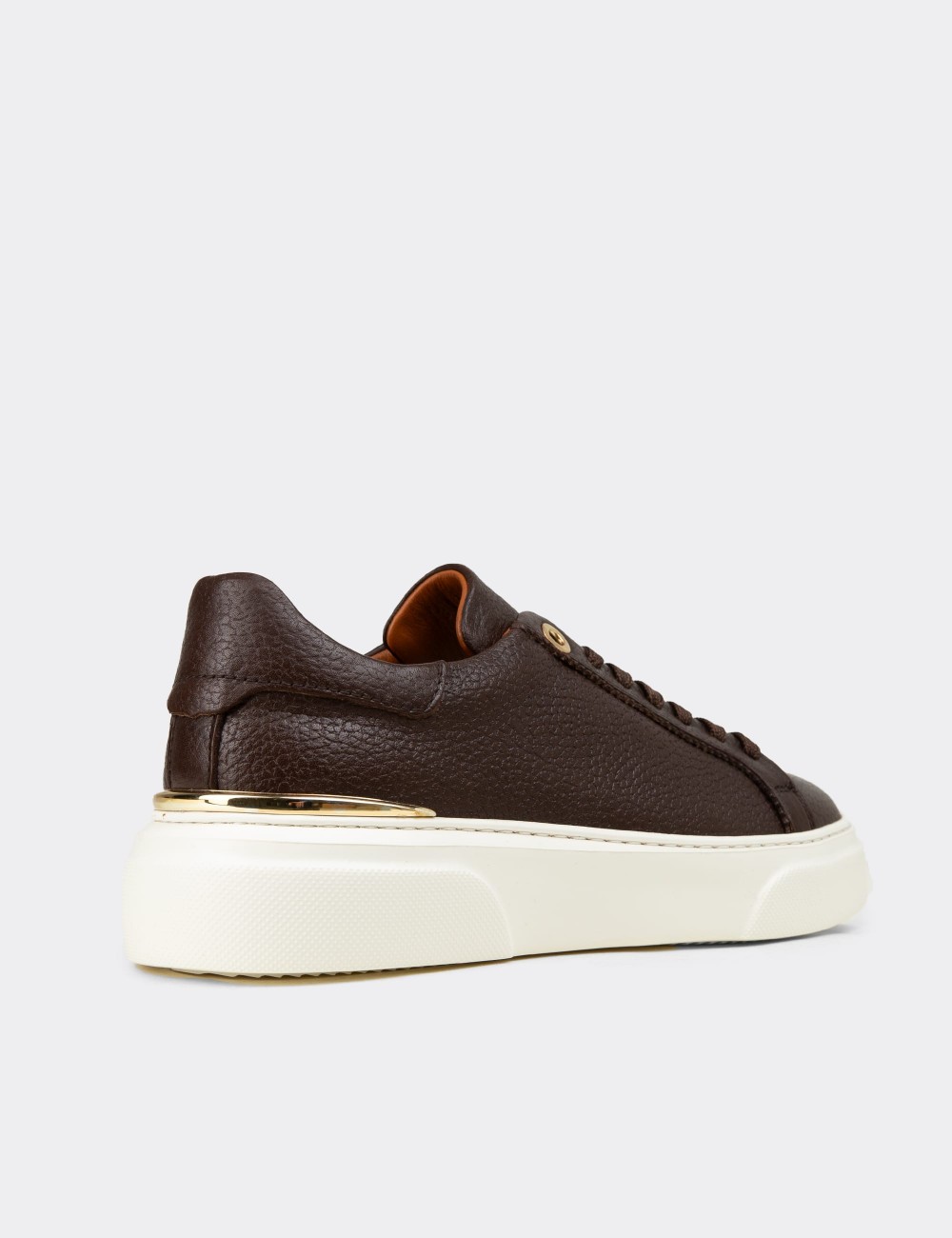 Women's Brown Leather Sneakers - 00502ZKHVE01