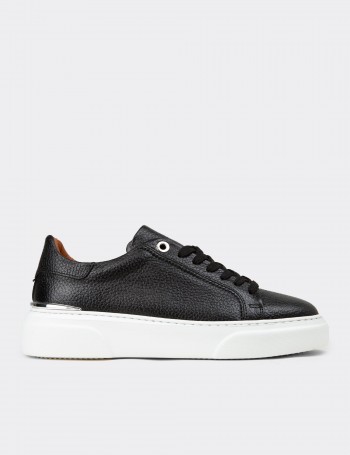 Women's Black Leather Sneakers
