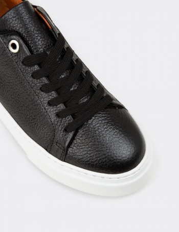 Women's Black Leather Sneakers