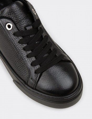 Women's Black Leather Sneakers