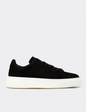 Men's Black Suede Leather Sneakers