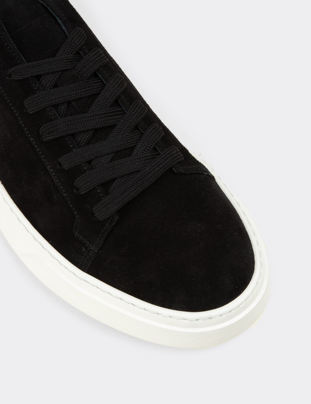 Men's Black Suede Leather Sneakers - 04651MSYHE02