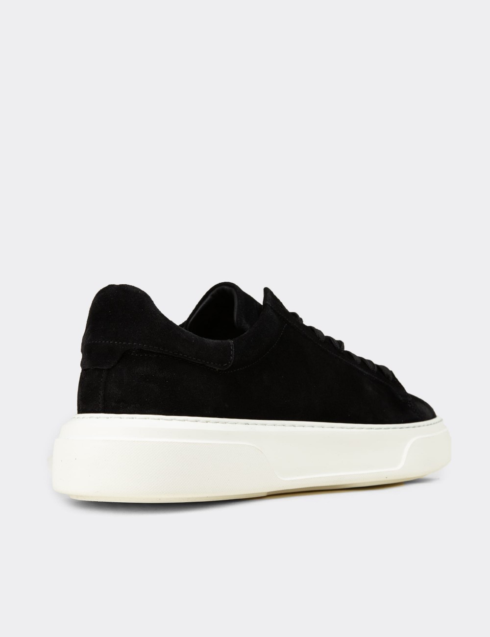 Men's Black Suede Leather Sneakers - 04651MSYHE02