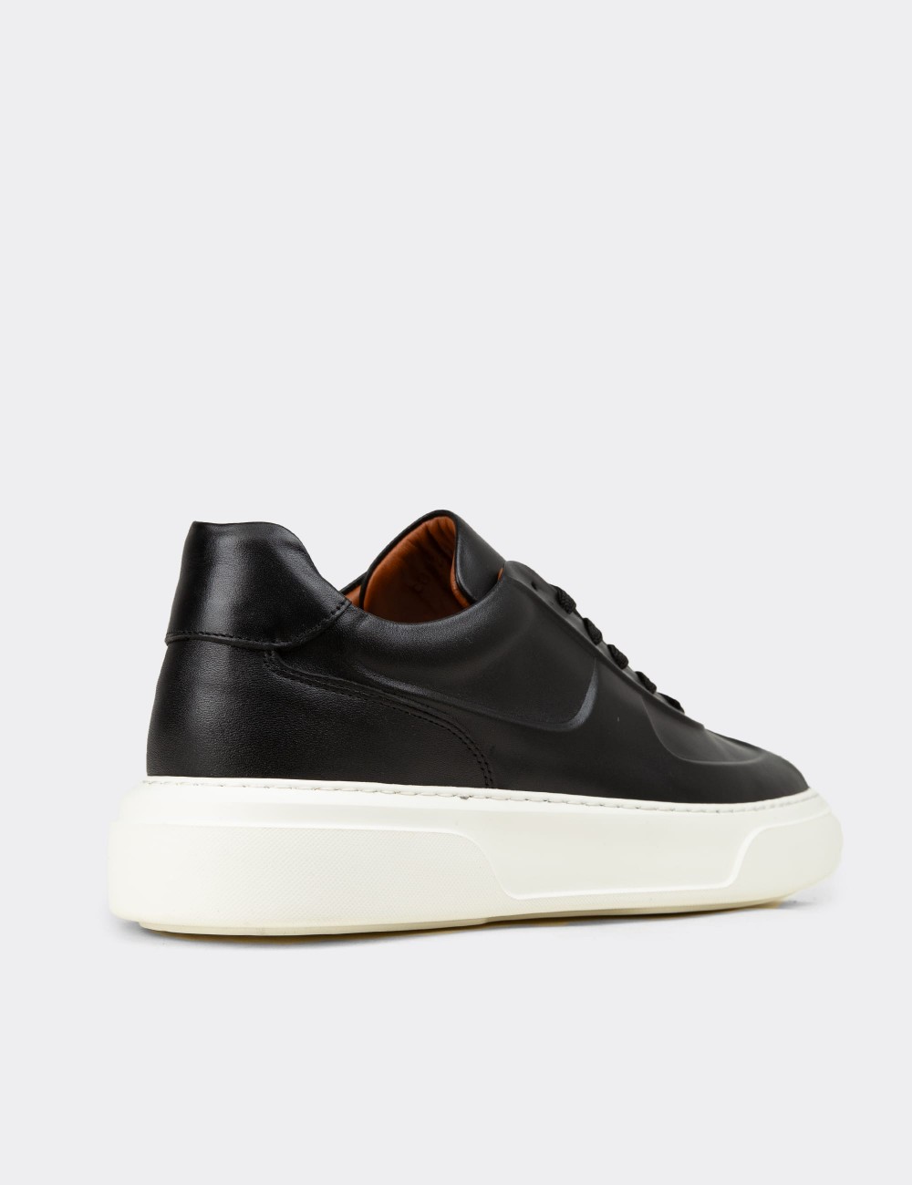 Men's Black Leather Sneakers - 04601MSYHE01