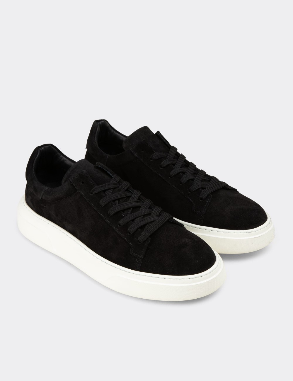 Men's Black Suede Leather Sneakers - 04651MSYHE02