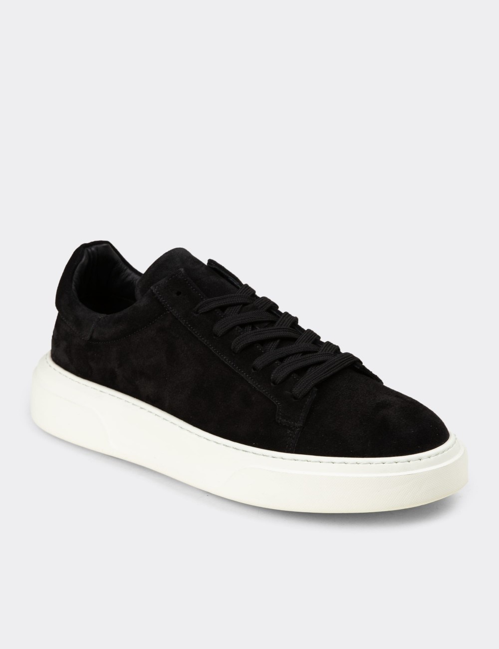 Men's Black Suede Leather Sneakers - 04651MSYHE02