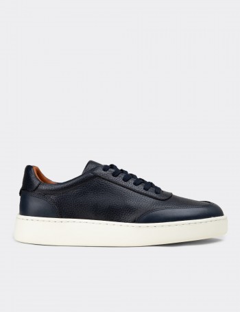 Men's Navy Leather Sneakers