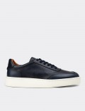 Men's Navy Leather Sneakers