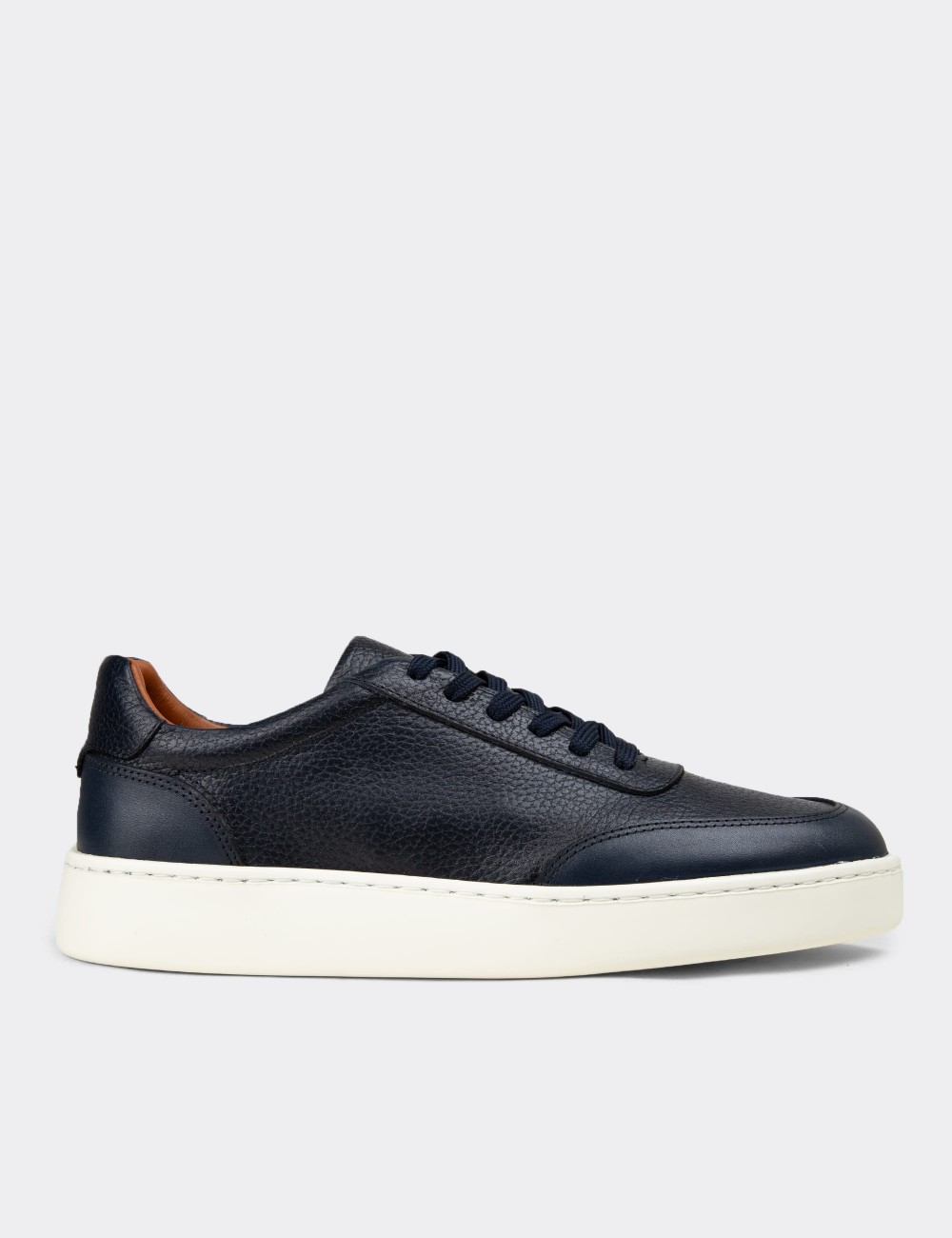 Men's Navy Leather Sneakers - 04406MLCVE01