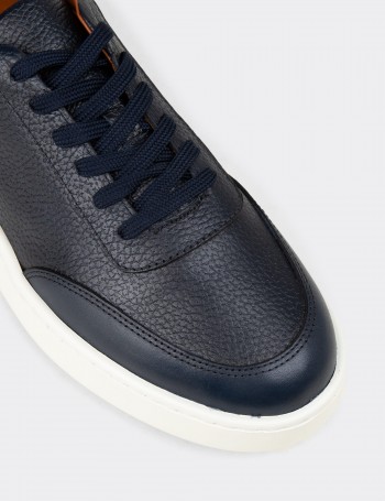 Men's Navy Leather Sneakers