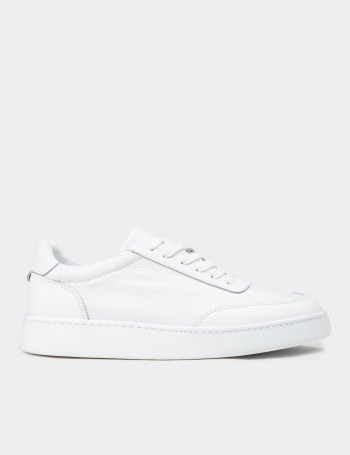 Men's White Leather Sneakers