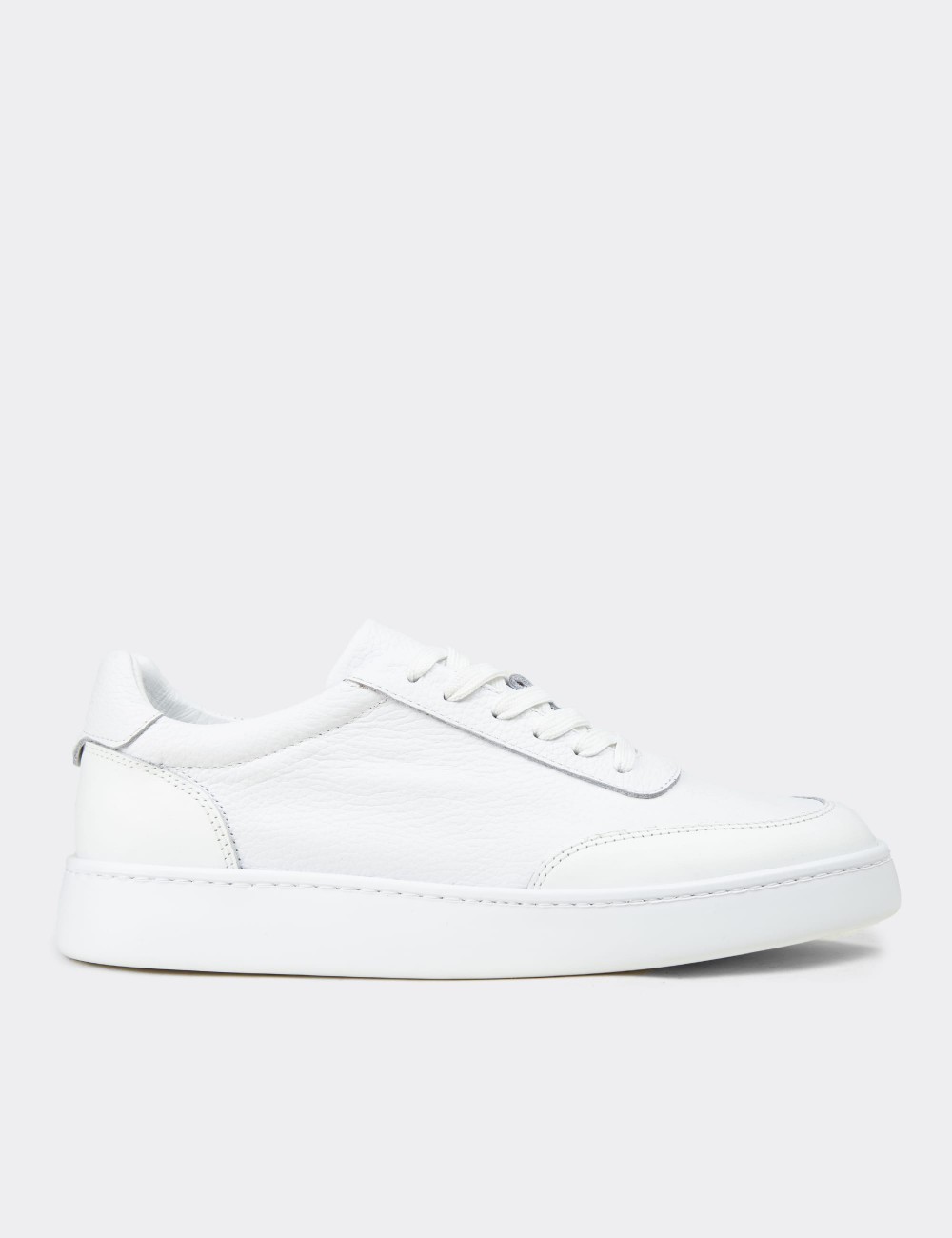 Men's White Leather Sneakers - 04406MBYZE01