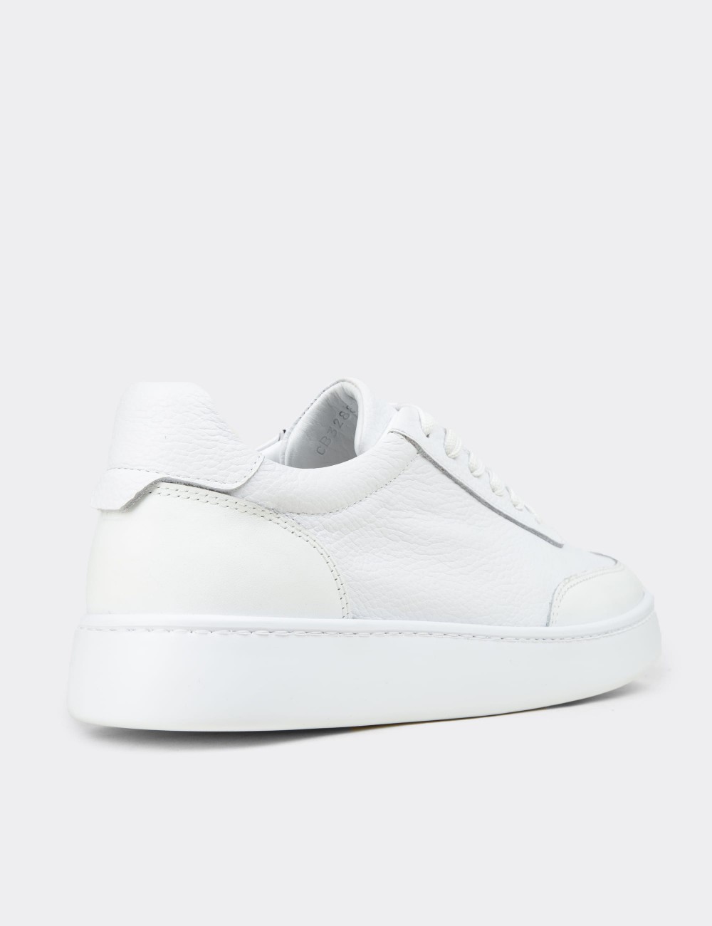 Men's White Leather Sneakers - 04406MBYZE01