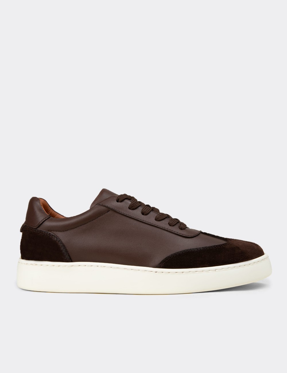 Men's Brown Leather Sneakers - 04407MKHVE01