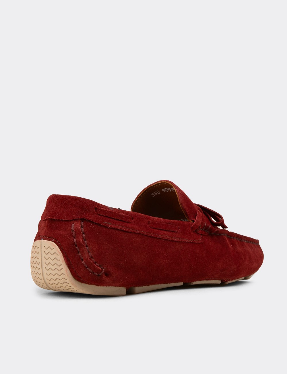 Men's Red Suede Leather Driving Loafers - E0919MKRMC01