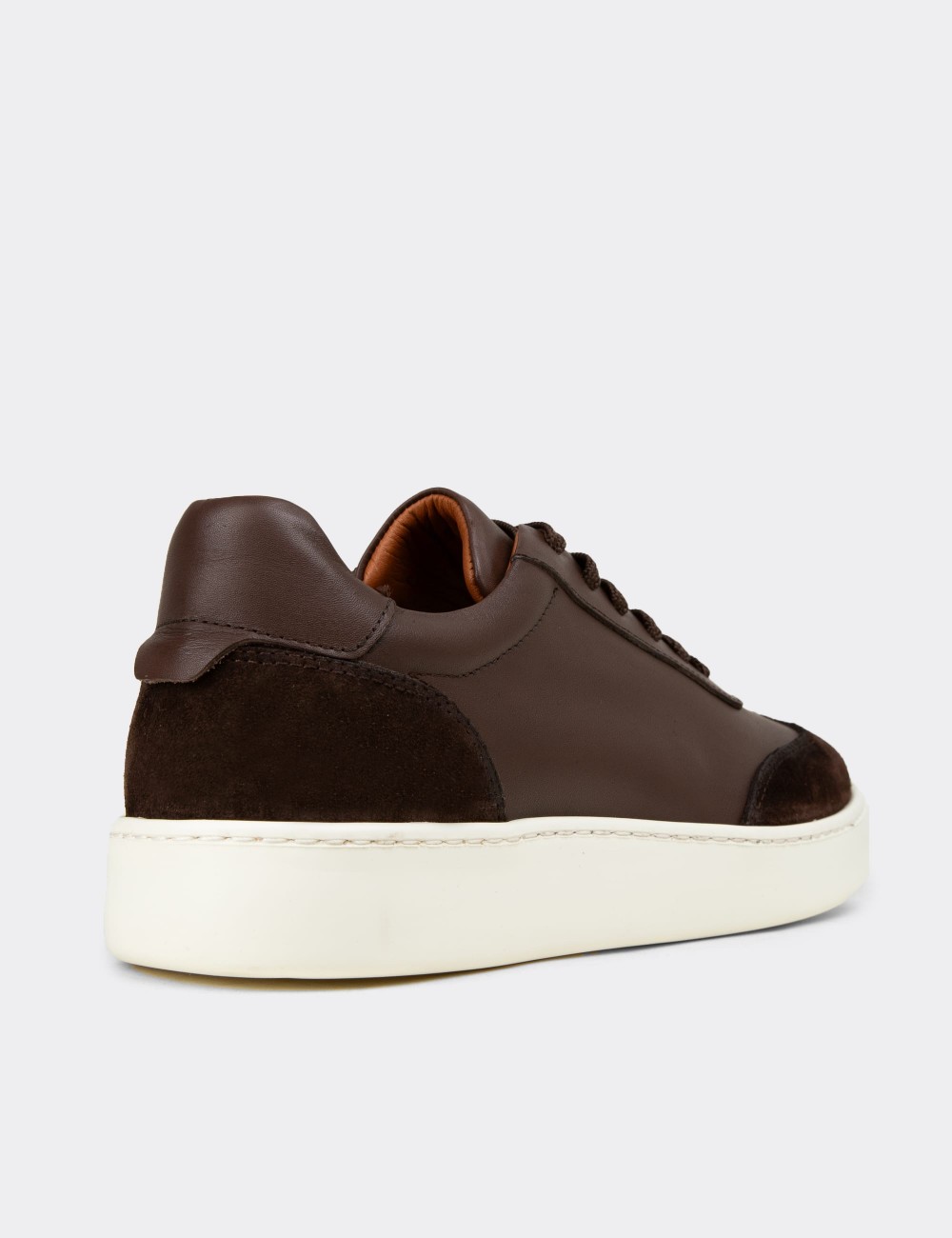 Men's Brown Leather Sneakers - 04407MKHVE01