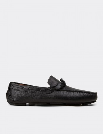 Men's Black Leather Driving Moccasins