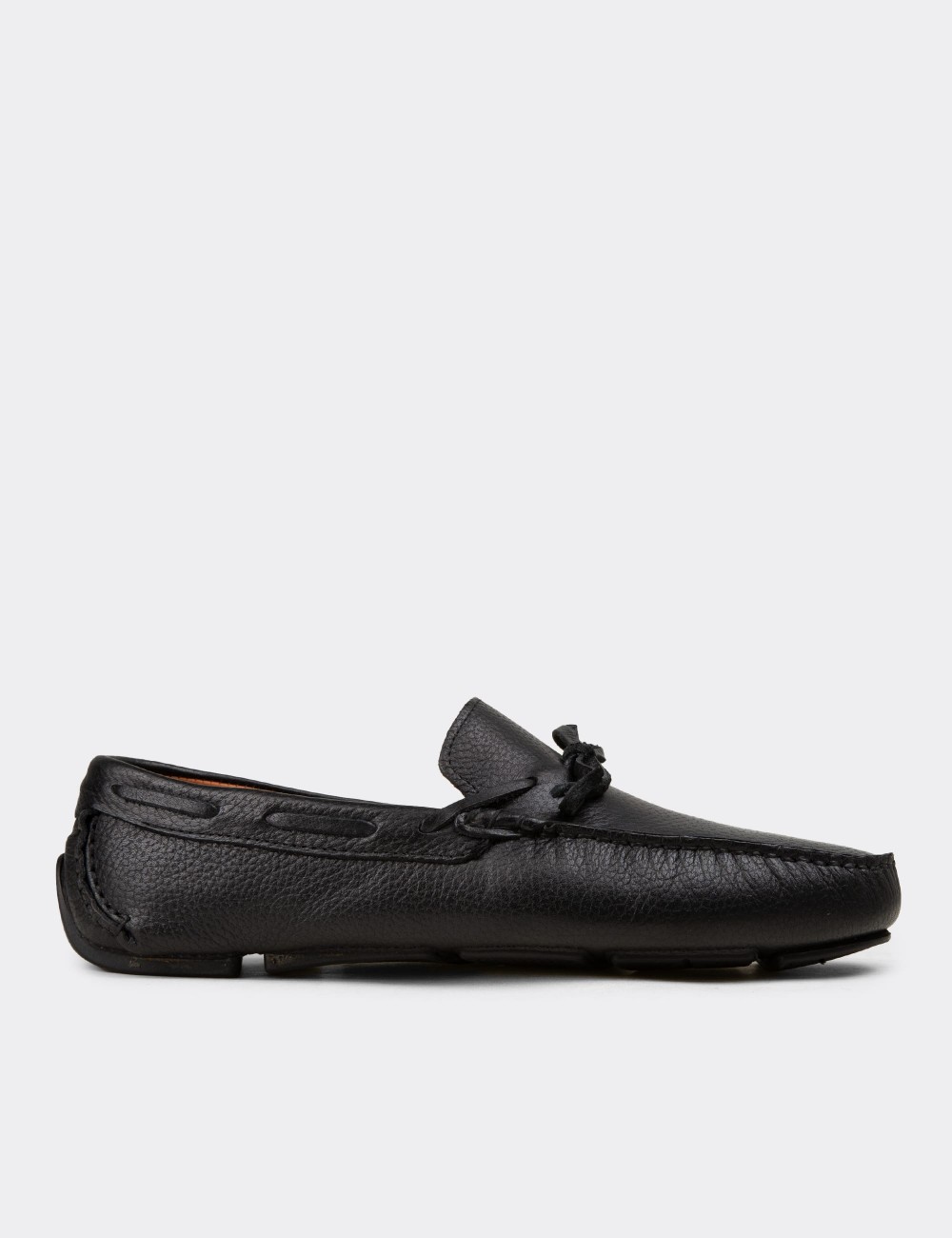 Men's Black Leather Driving Moccasins - E0919MSYHC02