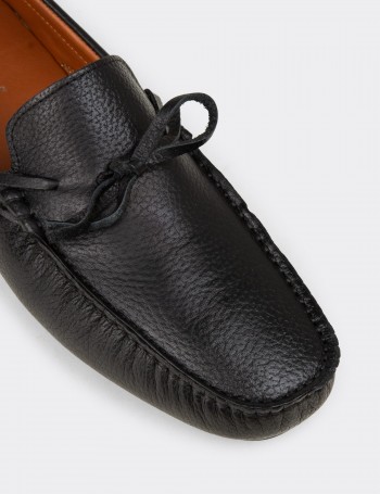 Men's Black Leather Driving Moccasins