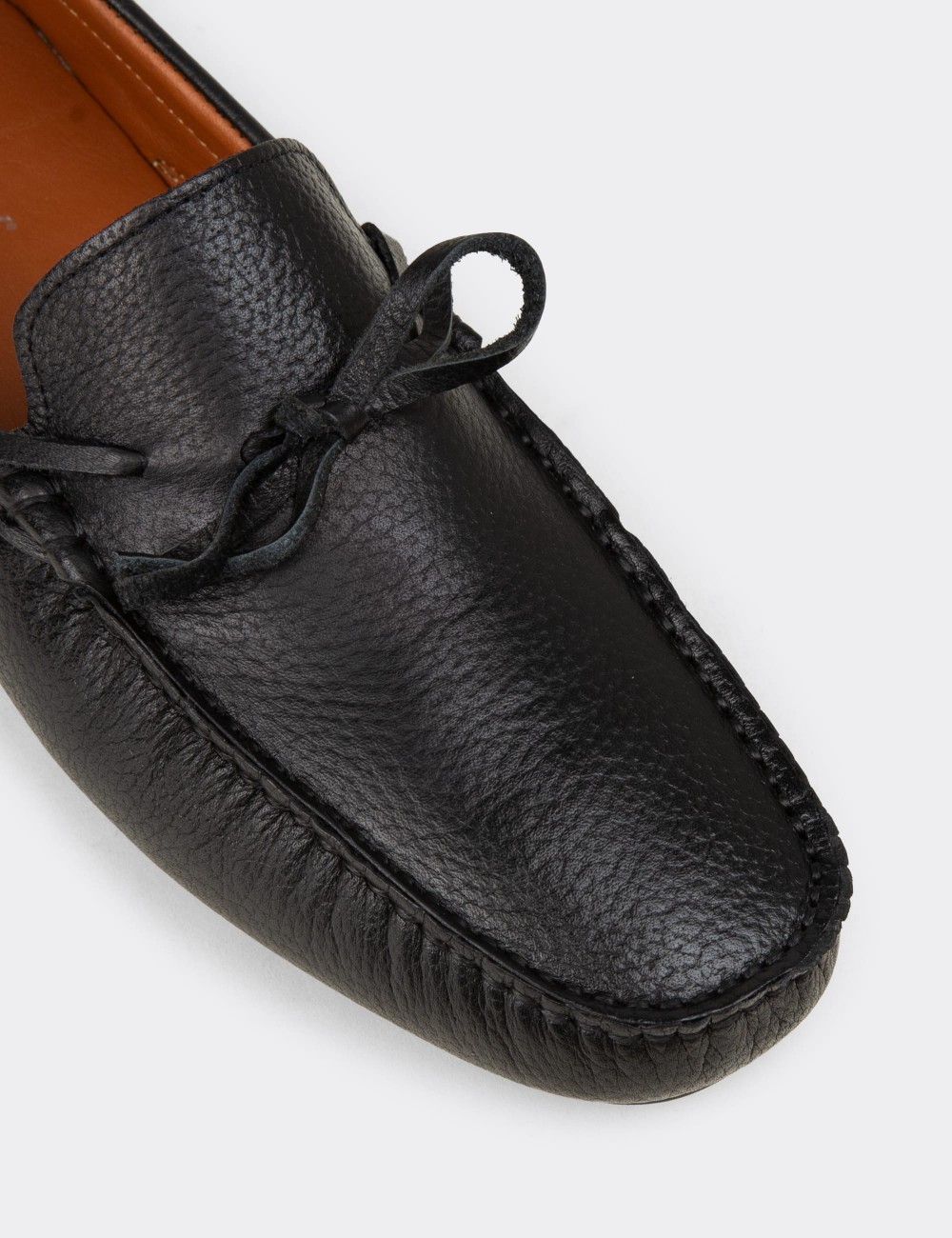 Men's Black Leather Driving Moccasins - E0919MSYHC02