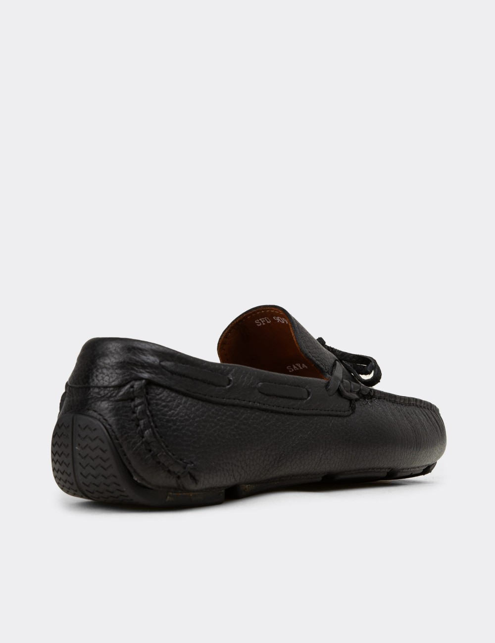 Men's Black Leather Driving Moccasins - E0919MSYHC02