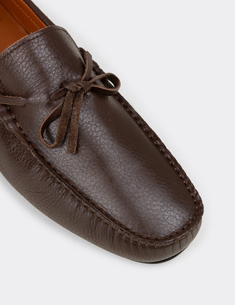 Men's Brown Leather Driving Moccasins - E0919MKHVC02
