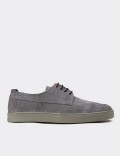 Men's Gray Suede Leather Lace-up Footwear
