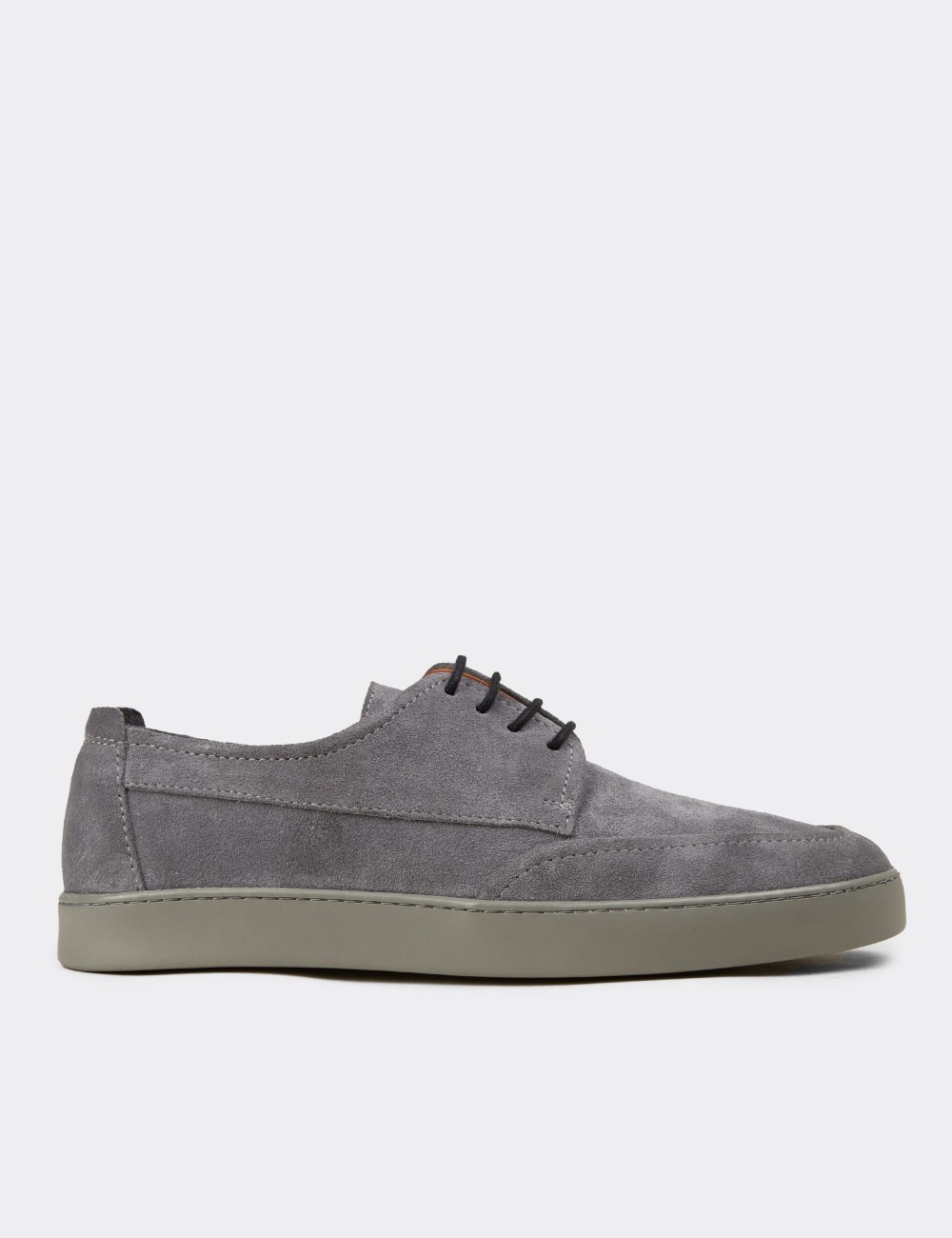 Men's Gray Suede Leather Lace-up Footwear - 02046MGRIC01