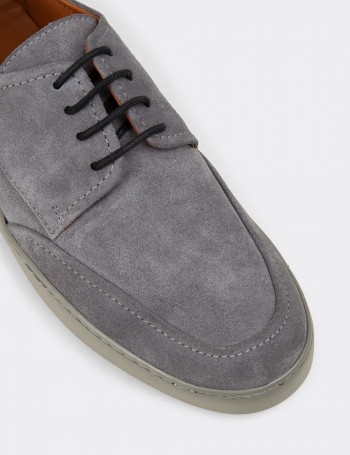 Men's Gray Suede Leather Lace-up Footwear