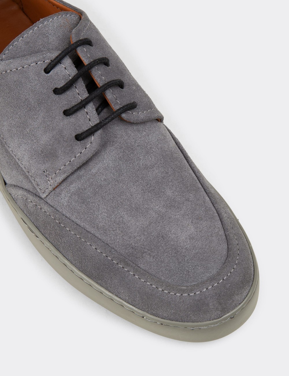 Men's Gray Suede Leather Lace-up Footwear - 02046MGRIC01