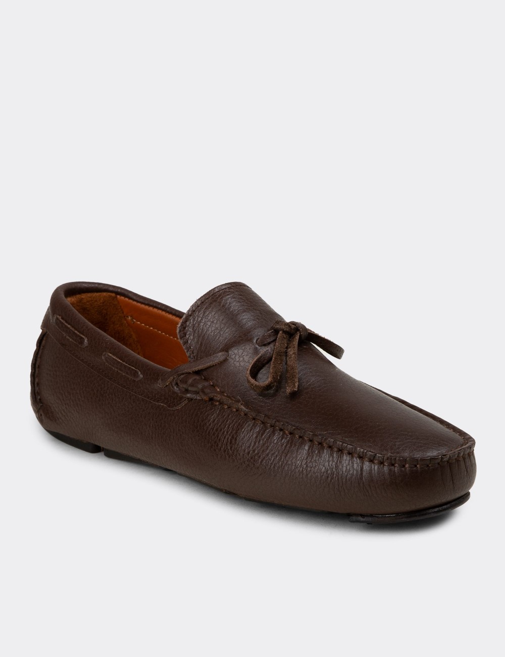 Men's Brown Leather Driving Moccasins - E0919MKHVC02